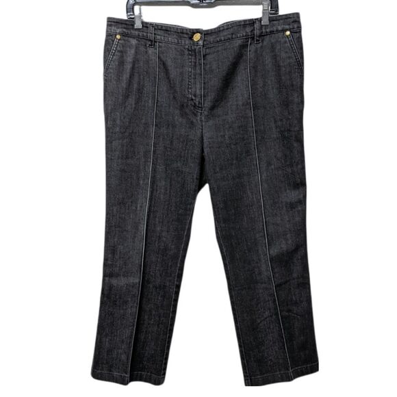 ESCADA Gray Denim Straight Cropped High Rise Jeans 46 - Picture 1 of 10